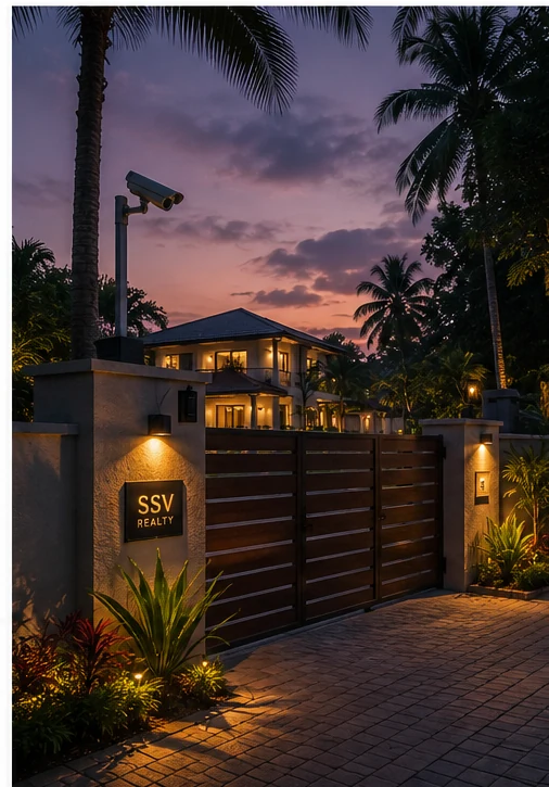 Secured coastal Karnataka villa with CCTV and gated access